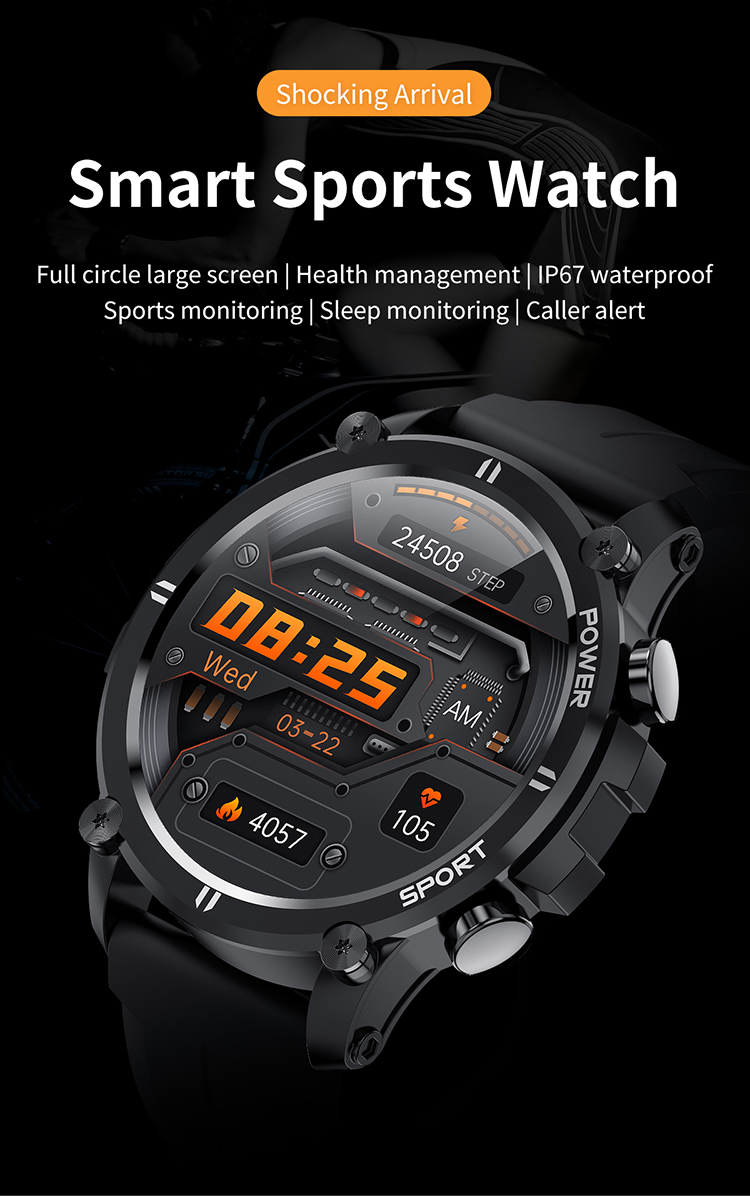 Round Screen Smart Watch Sport Healthy With Bt Calling