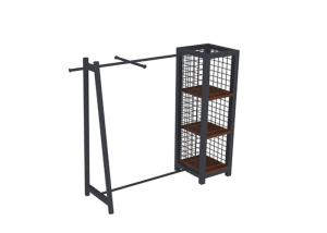 China Customized Iron Coated Garment Display Stand With Wire Box One Side Modern Style factory