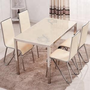 China Powder Coating Glass Top Dining Room Table , Glass Dining Table And 4 Chairs factory