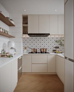 China Lacquer Kitchen Cabinet French Design Laminate Commercial Kitchen Cabinets factory