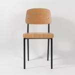 Industrial Style Black Metal Frame Dining Chairs Plywood Seat Restaurant Dining