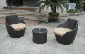 China Dark Brown Resin Wicker Obelisk Chair , Rattan Bullet Sofa Set factory