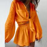 Solid Color Summer Casual Suit Fashion Flounces Shorts Shirt Suit