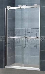 China Inline Clear Tempered Glass Shower Screens with 304 Stainless Steel Frames and Outside Wheels factory