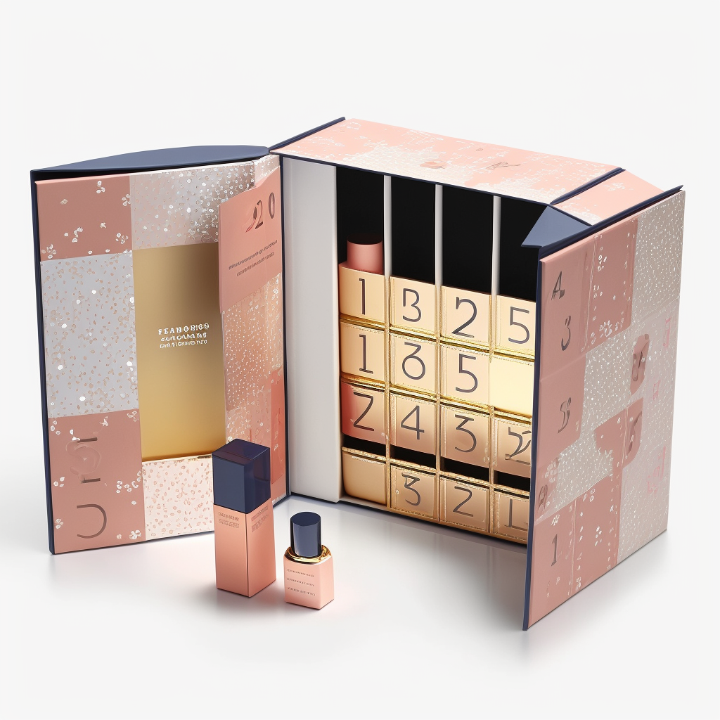 Business Shopping Custom Logo Paper Gift Advent Calendar Box Double Doors Packaging Empty Cosmetic Mystery Box