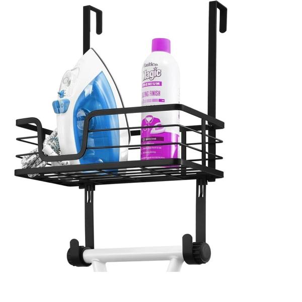 China Wall Mount Ironing Board Hanger Over the Door Iron Caddy for Laundry Room Matte Black factory