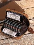 Custom Logo Men's Crazy Horse Leather Credit Card Holders Zipper Wallet for Bank