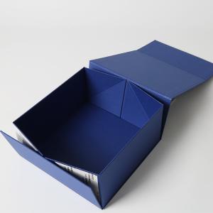 China Custom Size Blue Magnetic Folding Box Paper Gift Packaging Box For Wine Bottle factory