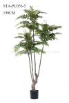 Multiple Stems Faux Chinese Toon Tree Plastic And Fabric Decoration Plant