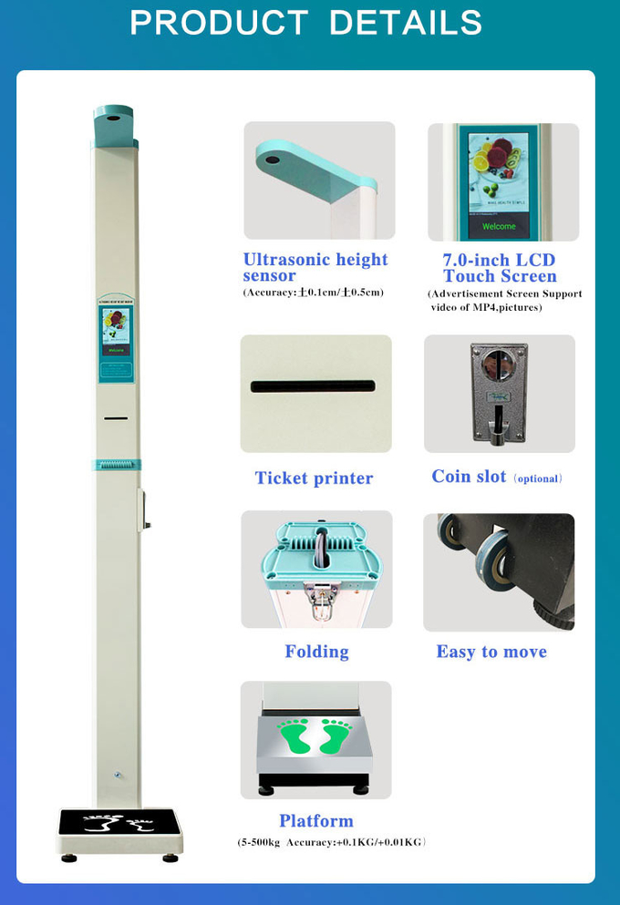 Calculation Of Bmi 210cm Height And Weight Measurement Medical Scales Metal Cabinet