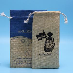 China Coffee Beans Custom Printed Jute Bags , Colored Packing Felt Drawstring Bag factory