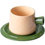 Solid Color 300ml light orange Cup And Saucer Set In Nordic Style For Business