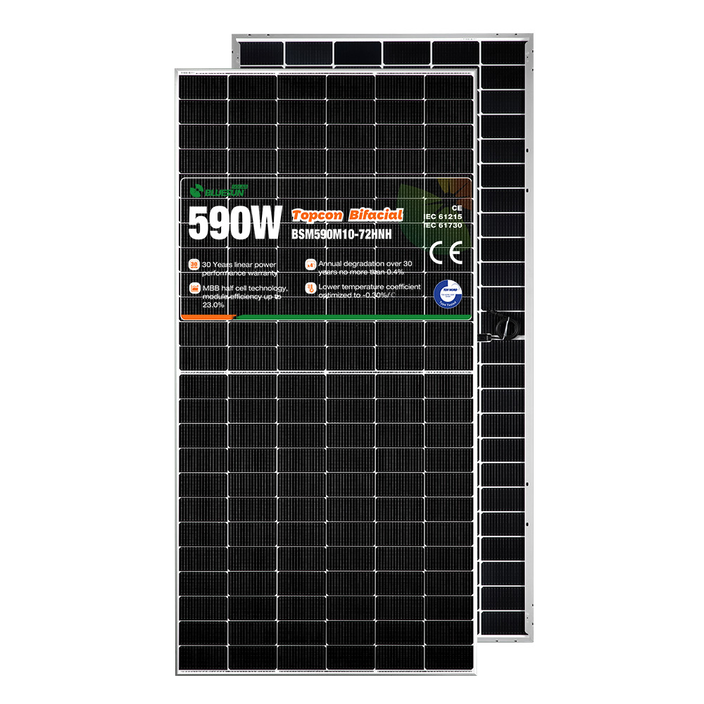 Paneles Solares Costo Bificial Dual Glass 580w 590 Watt TopCon Half Cell Solar