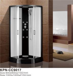 China Customized Glass Shower Cabin with Black Painted Glass Back Wall factory