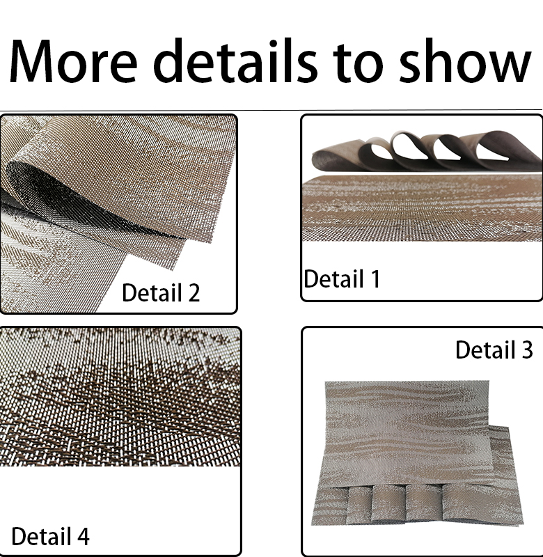 Customized Logo Acceptable Square Plastic Washable PVC Placemats for Table Decoration