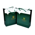 Customized Flat Handle Paper Bag , Spot UV Finishing Brown Paper Packaging Bags