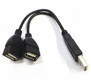 China USB 2.0 A Male plug to 2 dual USB A Female jack Y splitter Hub adapter Cable factory
