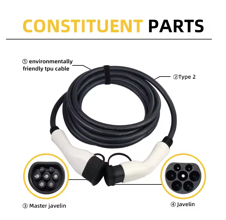 22OV AC Type2 Plugs Charging Extension Cable for Retrofit/Upgrade Purpose Electric Vehicle Charging Station Compatible