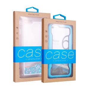 China Brown Kraft Paper Window Boxes Packaging With Hanger Hole For Phone Case on sale