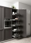 L Shaped Melamine Kitchen Cabinet Modern Dark Grey Kitchen Cabinets Customized