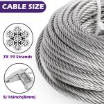 5/16" Galvanized Stainless Steel Aircraft Cable Wire Rope 7x19 Strand for Boat
