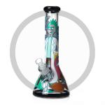Colorful Rick And Morty Art Bong 7mm Glass Smoking Pipe Wiht Thick Ice Catcher