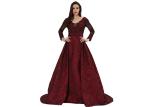 Purplish Red Women Party Long Sleeve Evening Gowns / Vintage Nightdress