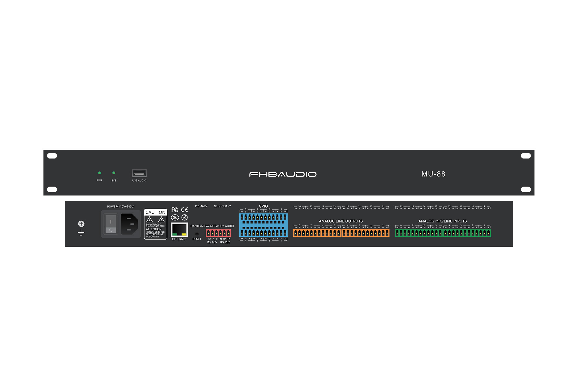 RS232 RS485 DSP Audio Processor 8CH Digital Audio Signal Processor With Camera Tracking
