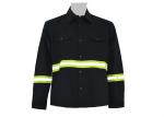 Pure Cotton Twill Navy Safety Work Clothes For Men With Two Chest Pockets