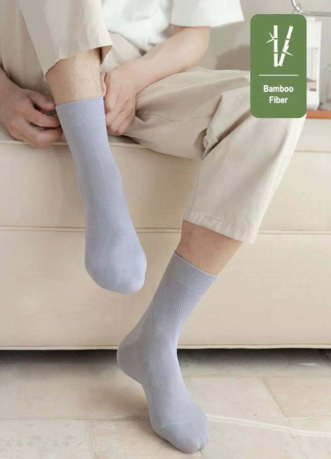 Men Breathable Custom Bamboo Socks Antibacterial For All Season