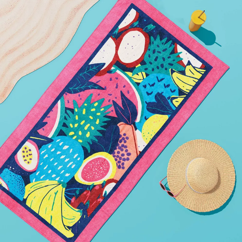 Vibrant Print Soft & Absorbent Large Size Tropical Beach Towel for Summer Fun