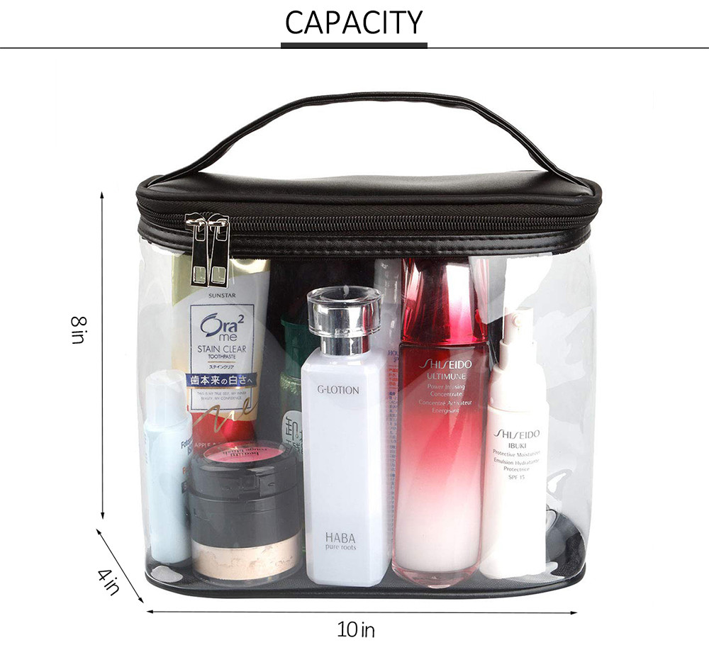 10*4*8in Unisex Clear PVC Makeup Bag For Travel