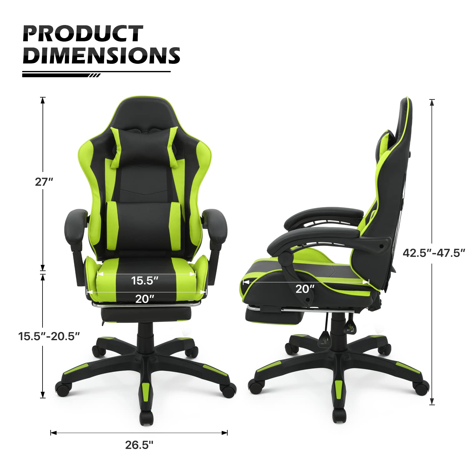 Affordable Home Office Furniture ALINUNU Ergonomic Gaming Chair 25"D x 26.5"W x 42.5"H