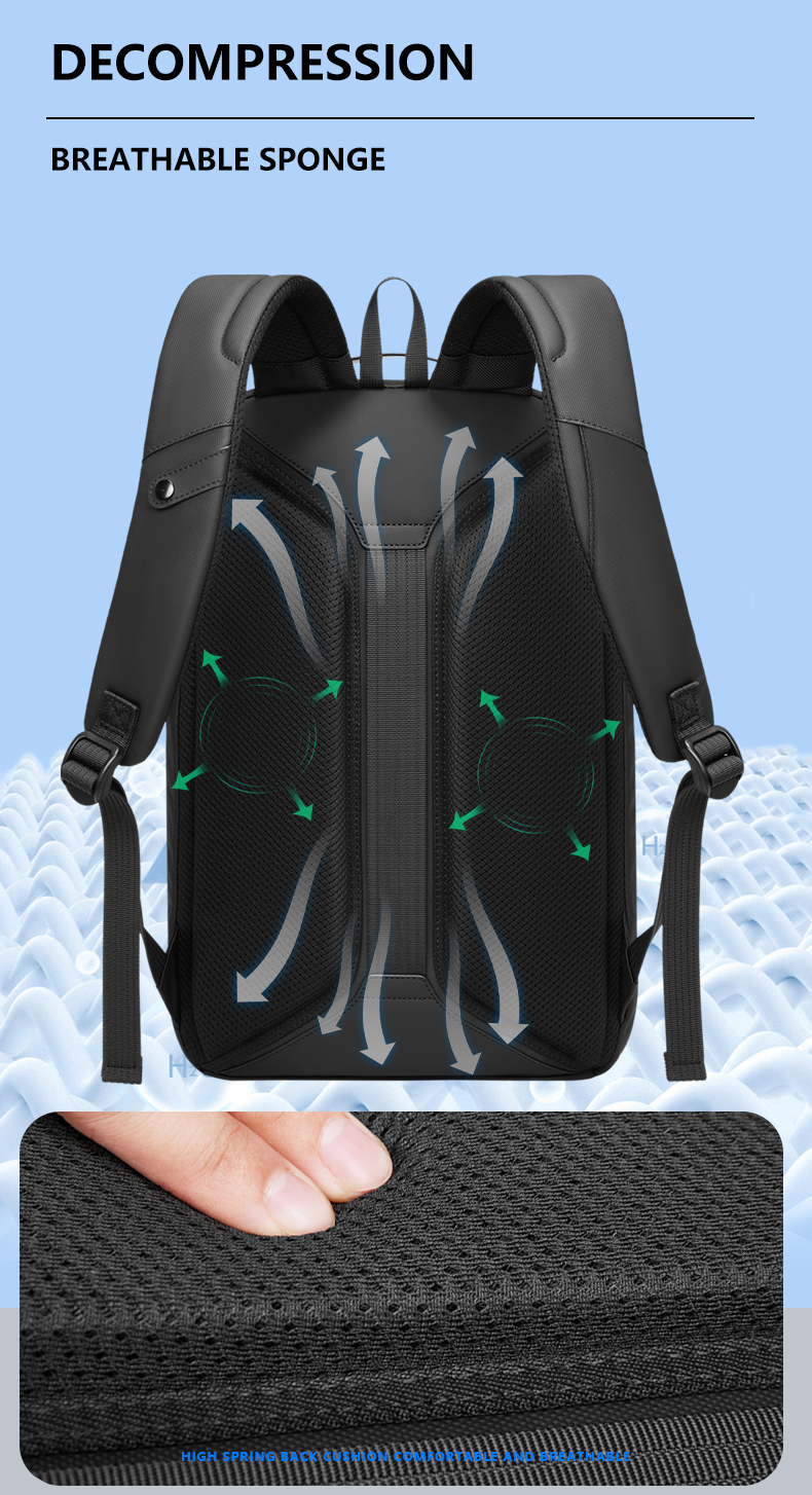 Male Polyester Waterproof Business Backpack Anti Theft Fashionable