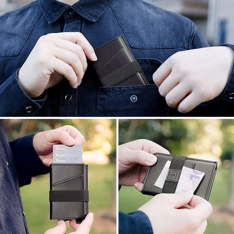 Design Fashionable Men's Credit Card Holder Wallet with RFID Blocking and Auto Pop Up