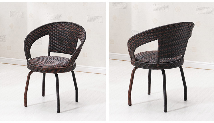 Nordic Outdoor Leisure Woven PE Rattan Wicker Table and Chair Set for Garden Furniture