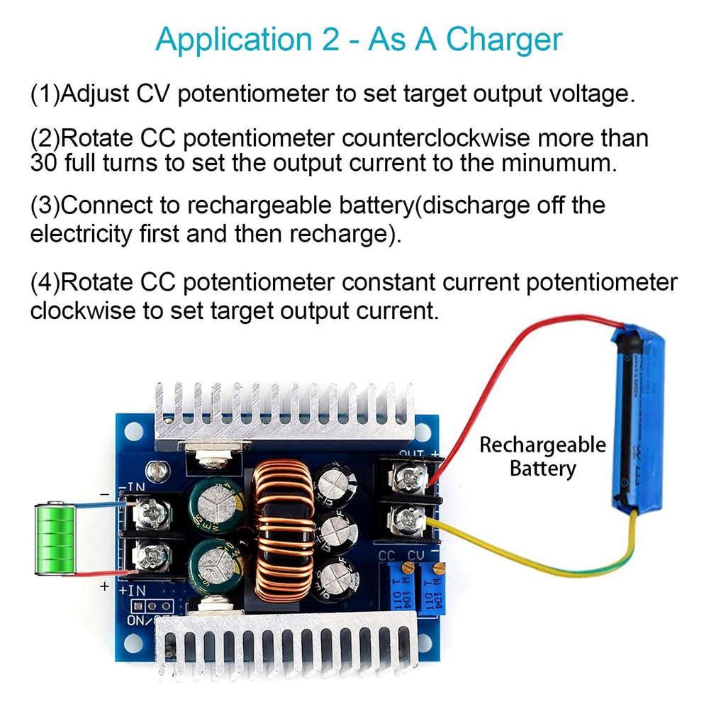 300W 20A DC-DC Buck Converter Step Down Module with Current Limiting Range of 0.2-20A