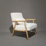 Home Furniture W66*D77*H87CM Solid Wood Fabric Wooden Sofa Chair Modern Design