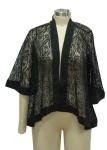 3 4 Sleeve Womens Kimono Blouse , Plus Size Lace Kimono Cardigan Lightweight