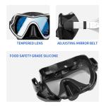 Dive Snorkel Tube and Goggles Adult Black Diving Set with 4.0mm Tempered Glass