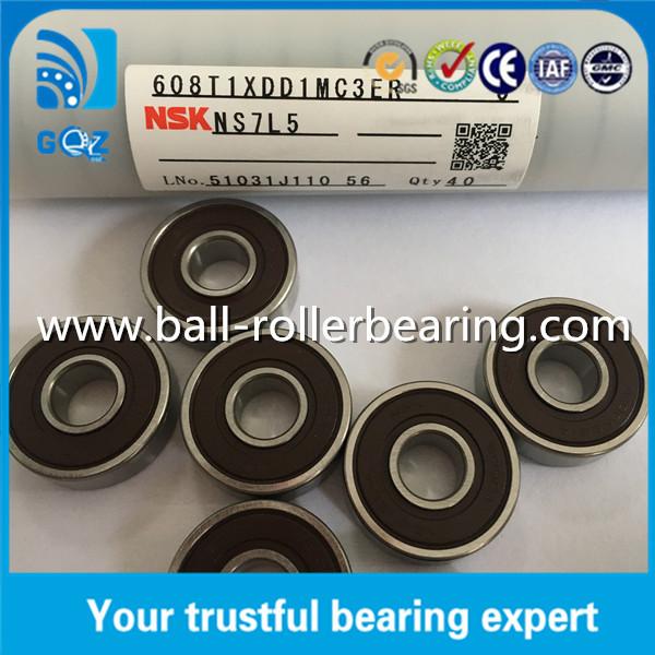 Plastic Cage Rubber Seals Miniature Ball Bearings NSK 608-2RS 608T1XDD1MC3ER J