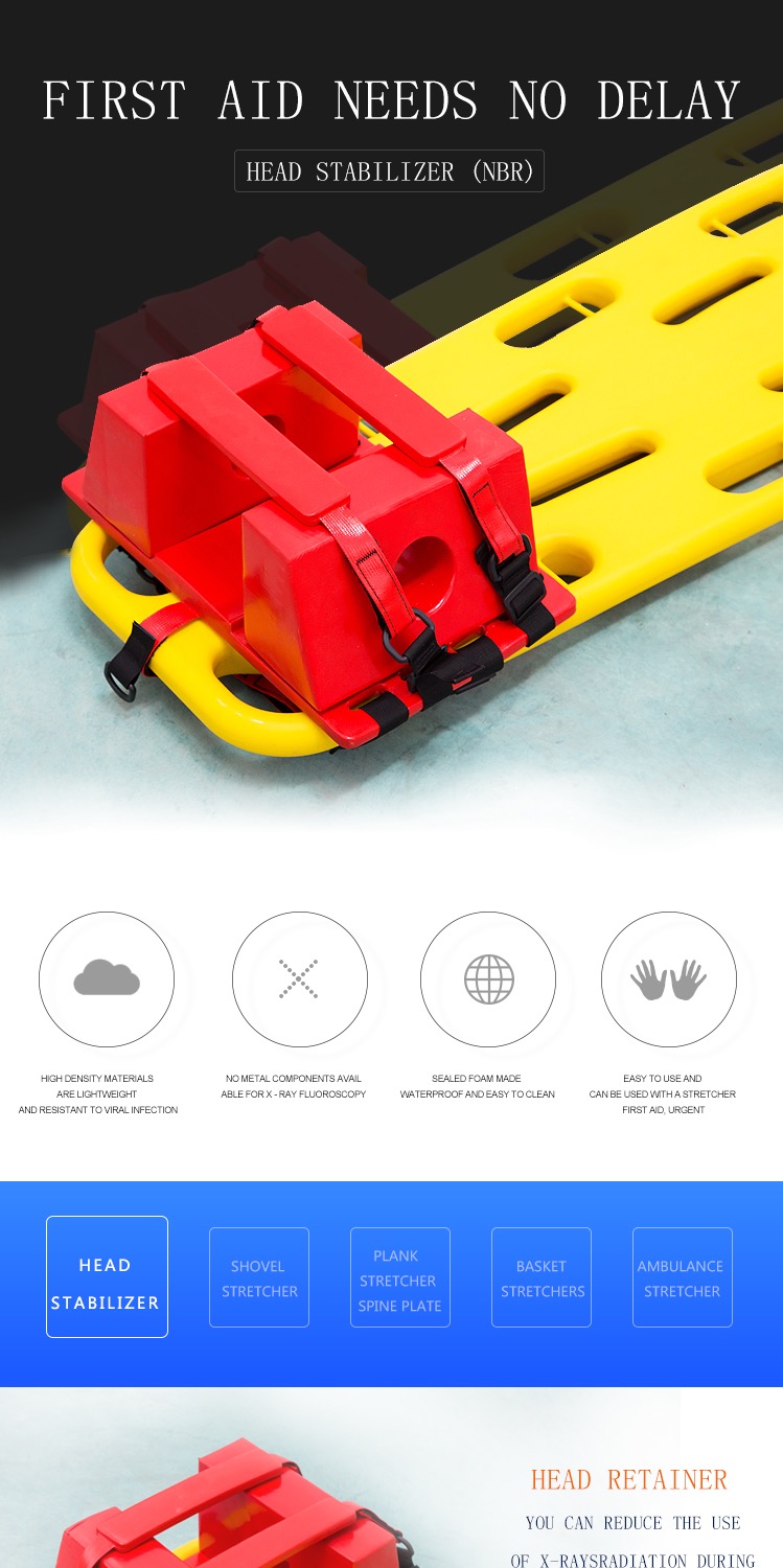 Emergency Rescue Red NBR Head Immobilizer for Stretcher Durable Device