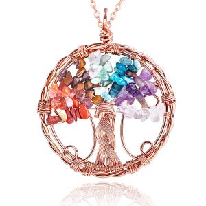 China Unisex Chakra Gemstone Bracelet Chakra Tree Pendant Accept Customized Logo factory