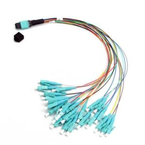 China OM3 24 Core MM Fiber Optic MPO , 0.9mm MPO To LC Fiber Cable factory