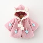 Cute Children'S Girls Heavy Winter Red Hooded Cape Coats Little Ears Hat