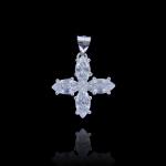 Women 925 Silver Cubic Zirconia Pendant / Sterling Silver Cross Pendant With