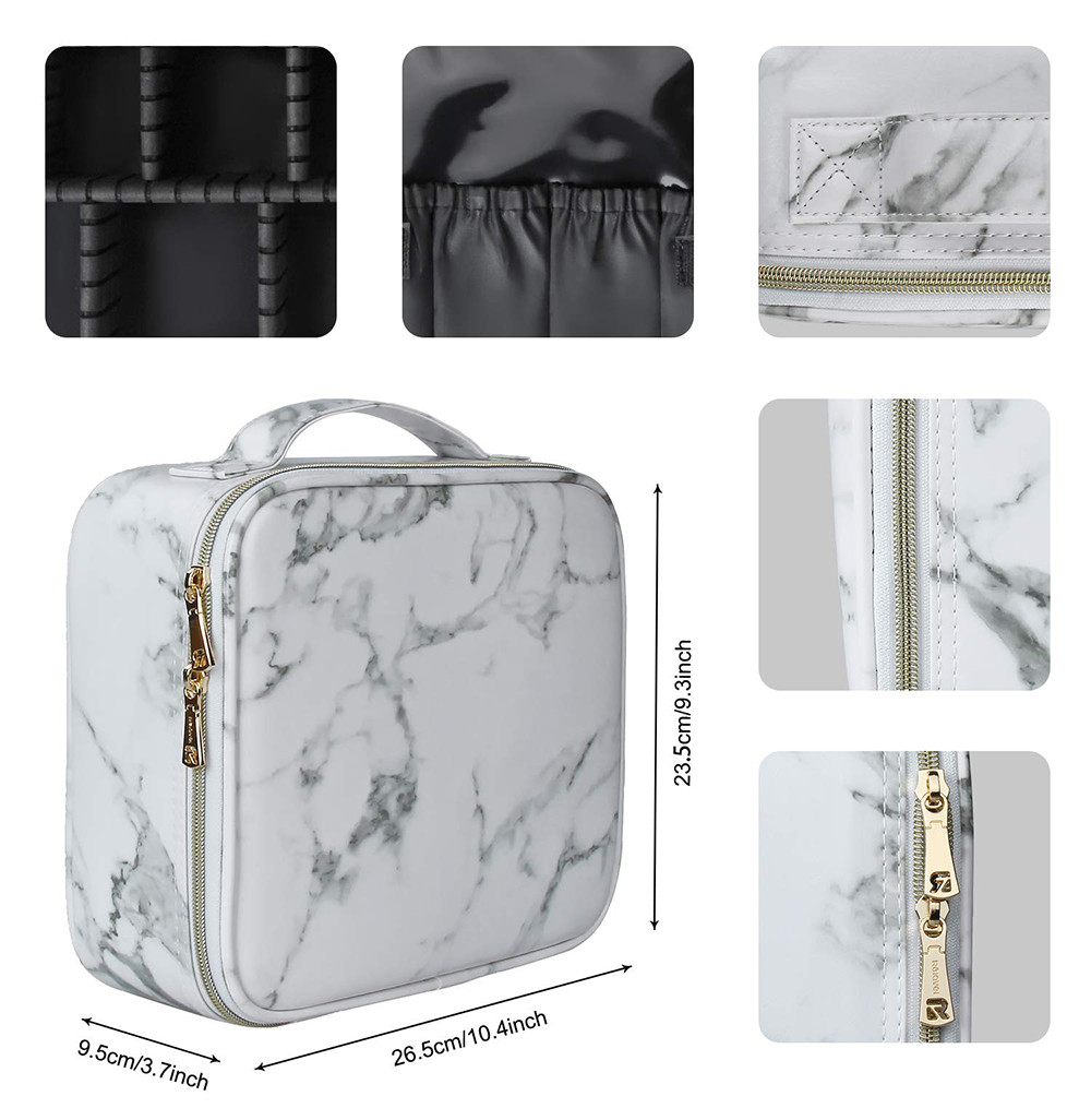 Zippered Women Travel Make Up Case With Adjustable Dividers