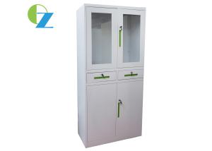 China Glass Double Door Steel Office Cupboard H1850*W900*D400(MM) With Two Drawer factory