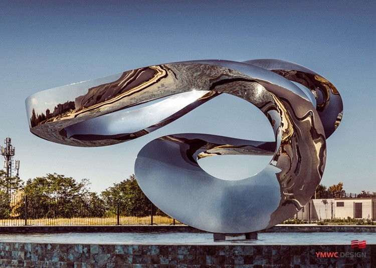 European Style Outdoor Twisted Spiral Structure Sculpture with Polished Mirror Finish
