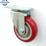 PVC Industrial Dolly Wheels Red 4" Rubber Caster Wheels Heavy Duty for Forklift